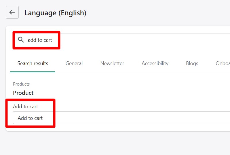 Finding a specific text at the "edit languages" page